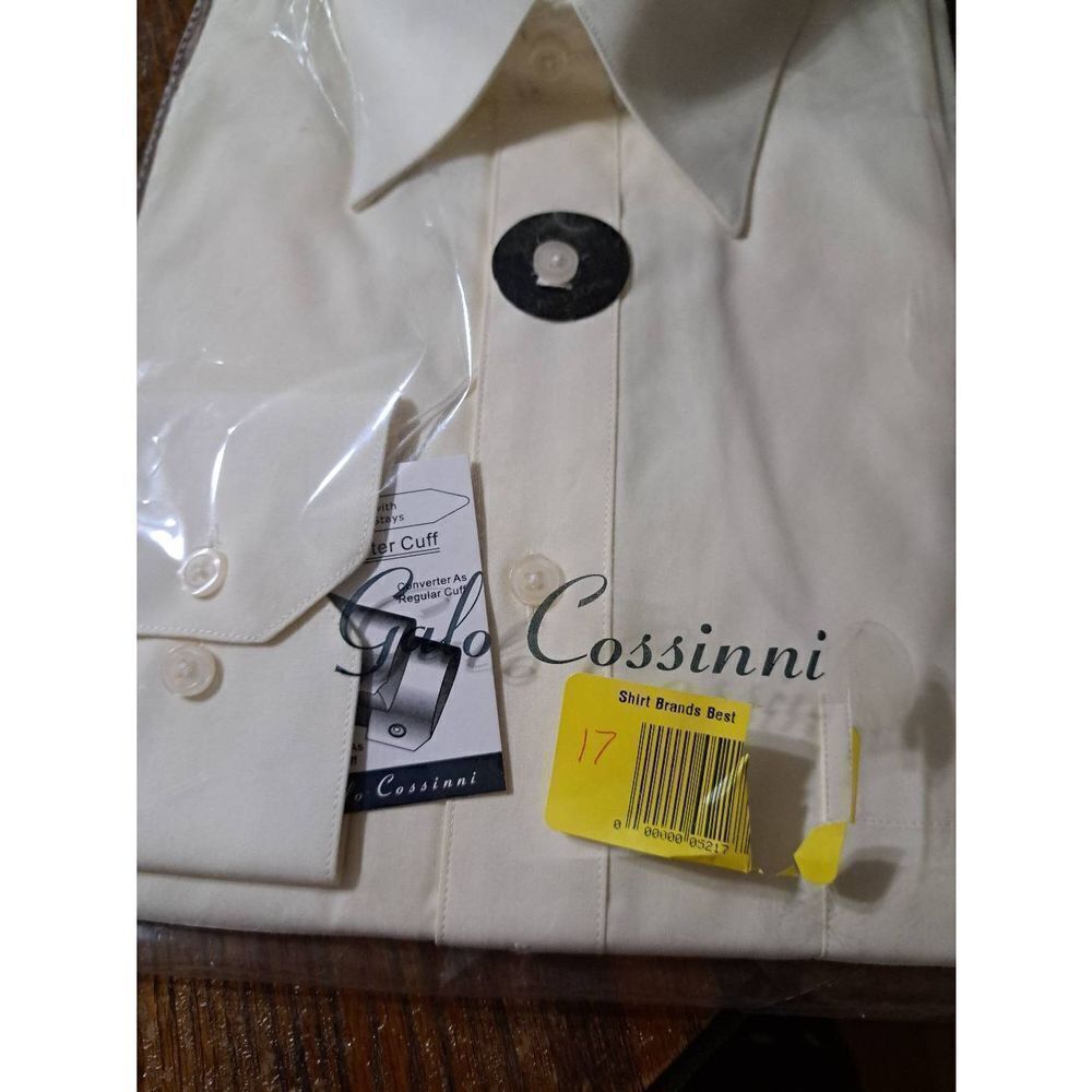 New 15 32/33 Galo Cossinni Yellow Long Sleeve Button Dress Shirt with Collar NWT